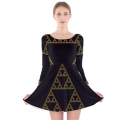 Sierpinski Triangle Chaos Fractal Long Sleeve Velvet Skater Dress