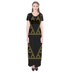 Sierpinski Triangle Chaos Fractal Short Sleeve Maxi Dress