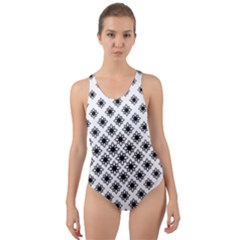 Stylized Flower Floral Pattern Cut-out Back One Piece Swimsuit