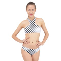 Stylized Flower Floral Pattern High Neck Bikini Set by Alisyart