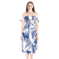Triangle Blue Shoulder Tie Bardot Midi Dress by Alisyart
