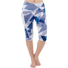 Triangle Blue Lightweight Velour Cropped Yoga Leggings