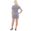 Ornamental Checkerboard Short Sleeve Asymmetric Mini Dress View2