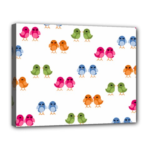 Pattern Birds Cute Canvas 14  X 11  (stretched)