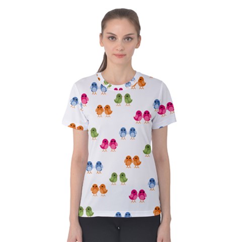 Pattern Birds Cute Women s Cotton Tee by Mariart