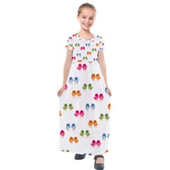 Pattern Birds Cute Kids  Short Sleeve Maxi Dress