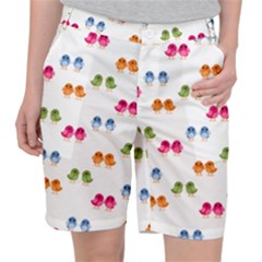 Pattern Birds Cute Pocket Shorts