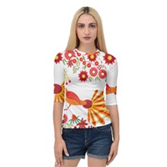 Peacock Pattern Quarter Sleeve Raglan Tee