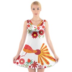 Peacock Pattern V-neck Sleeveless Dress by Mariart