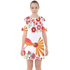 Peacock Pattern Sixties Short Sleeve Mini Dress by Mariart