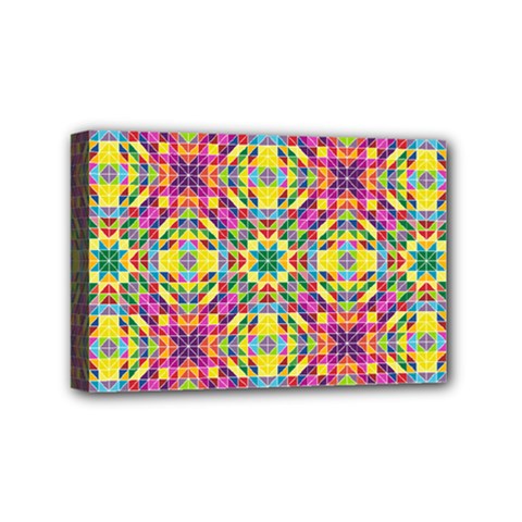 Triangle Mosaic Pattern Repeating Mini Canvas 6  X 4  (stretched) by Mariart
