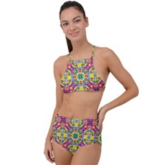 Triangle Mosaic Pattern Repeating High Waist Tankini Set by Mariart