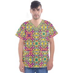 Triangle Mosaic Pattern Repeating Men s V-neck Scrub Top