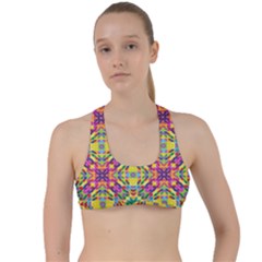 Triangle Mosaic Pattern Repeating Criss Cross Racerback Sports Bra by Mariart