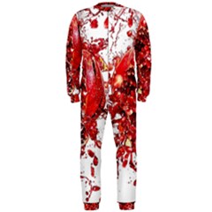 Red Pomegranate Fried Fruit Juice Onepiece Jumpsuit (men)  by Mariart