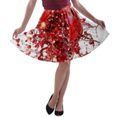 Red Pomegranate Fried Fruit Juice A-line Skater Skirt