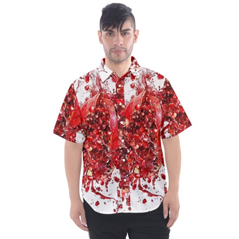 Red Pomegranate Fried Fruit Juice Men s Short Sleeve Shirt by Mariart