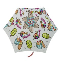 Doodle Cartoon Drawn Cone Food Mini Folding Umbrellas by Pakrebo