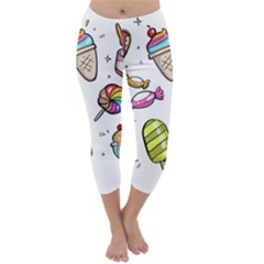 Doodle Cartoon Drawn Cone Food Capri Winter Leggings  by Pakrebo