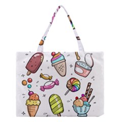 Doodle Cartoon Drawn Cone Food Medium Tote Bag by Pakrebo