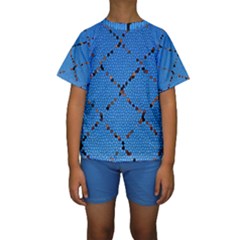 Pattern Structure Background Blue Kids  Short Sleeve Swimwear