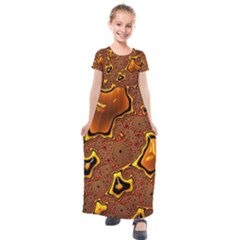 Fractal Julia Mandelbrot Art Kids  Short Sleeve Maxi Dress by Pakrebo