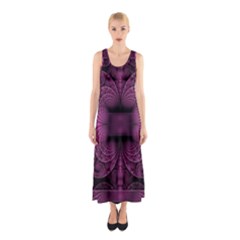 Fractal Magenta Pattern Geometry Sleeveless Maxi Dress by Pakrebo