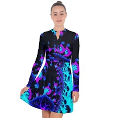 Fractal Pattern Spiral Abstract Long Sleeve Panel Dress by Pakrebo