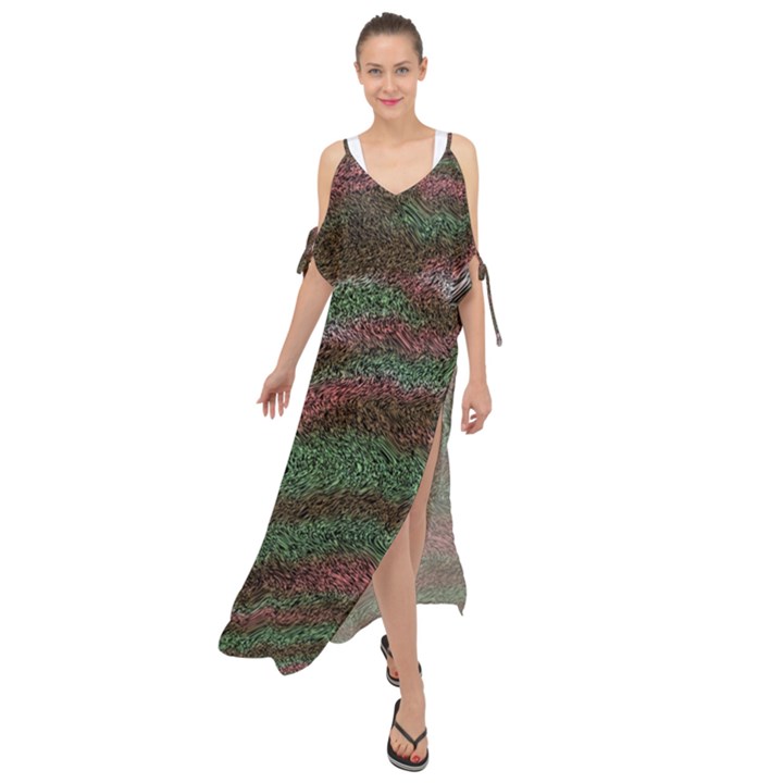 Pattern Structure Background Lines Maxi Chiffon Cover Up Dress