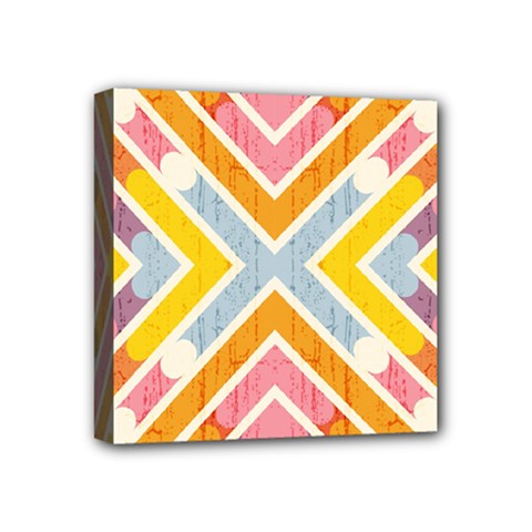 Line Pattern Cross Print Repeat Mini Canvas 4  X 4  (stretched) by Pakrebo