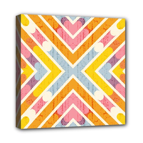 Line Pattern Cross Print Repeat Mini Canvas 8  X 8  (stretched) by Pakrebo