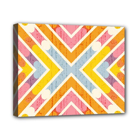 Line Pattern Cross Print Repeat Canvas 10  X 8  (stretched) by Pakrebo