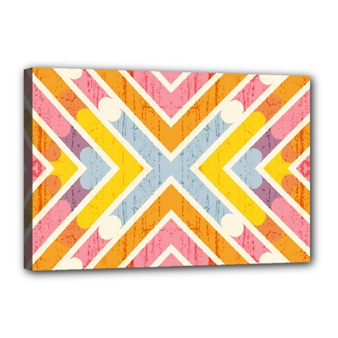 Line Pattern Cross Print Repeat Canvas 18  X 12  (stretched) by Pakrebo