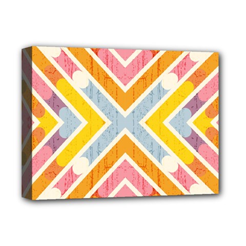 Line Pattern Cross Print Repeat Deluxe Canvas 16  X 12  (stretched)  by Pakrebo