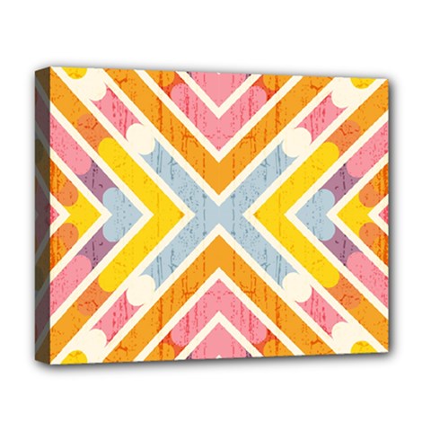 Line Pattern Cross Print Repeat Deluxe Canvas 20  X 16  (stretched) by Pakrebo