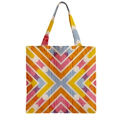 Line Pattern Cross Print Repeat Zipper Grocery Tote Bag