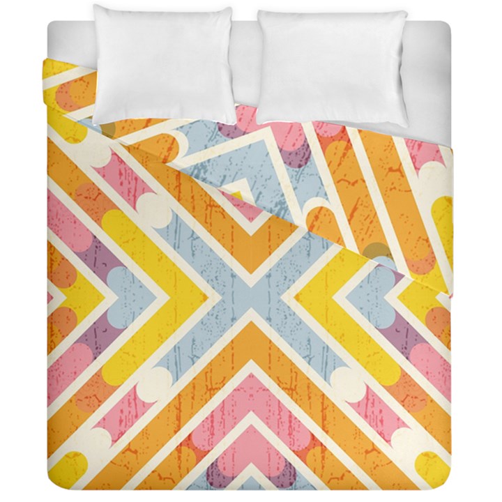 Line Pattern Cross Print Repeat Duvet Cover Double Side (California King Size)