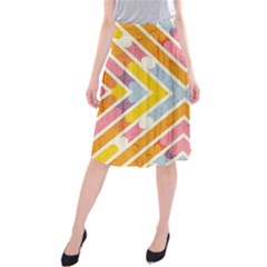 Line Pattern Cross Print Repeat Midi Beach Skirt by Pakrebo