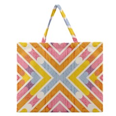 Line Pattern Cross Print Repeat Zipper Large Tote Bag by Pakrebo