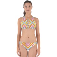 Line Pattern Cross Print Repeat Perfectly Cut Out Bikini Set by Pakrebo