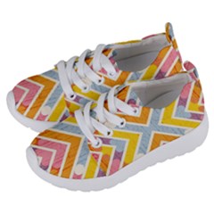 Line Pattern Cross Print Repeat Kids  Lightweight Sports Shoes by Pakrebo