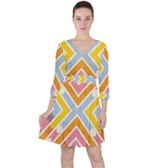 Line Pattern Cross Print Repeat Ruffle Dress by Pakrebo