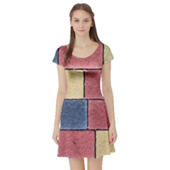 Model Mosaic Wallpaper Texture Short Sleeve Skater Dress