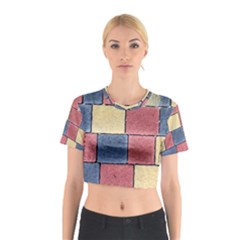 Model Mosaic Wallpaper Texture Cotton Crop Top