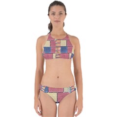 Model Mosaic Wallpaper Texture Perfectly Cut Out Bikini Set