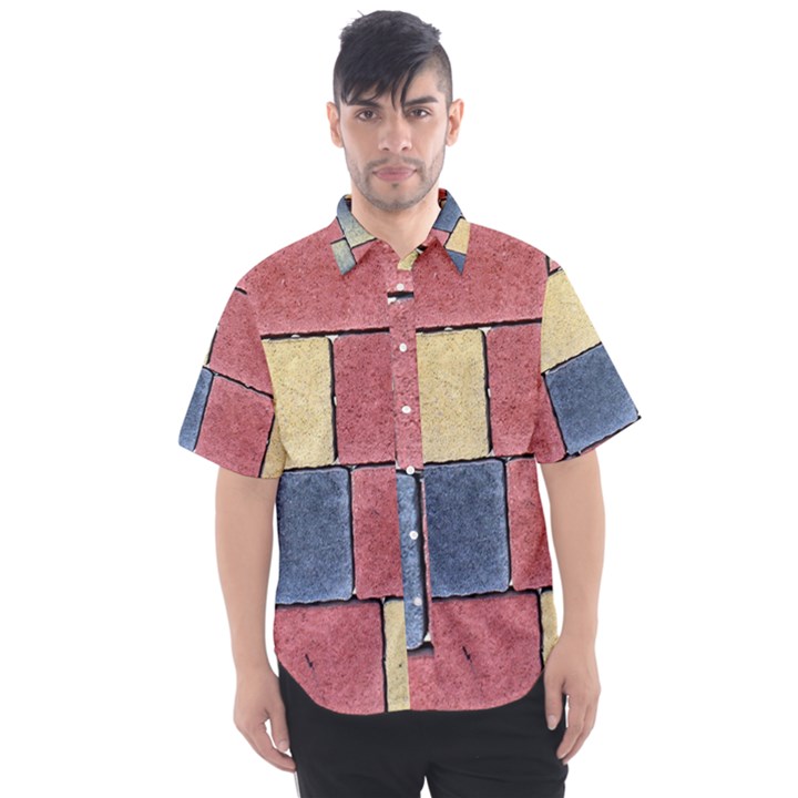 Model Mosaic Wallpaper Texture Men s Short Sleeve Shirt