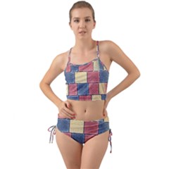 Model Mosaic Wallpaper Texture Mini Tank Bikini Set