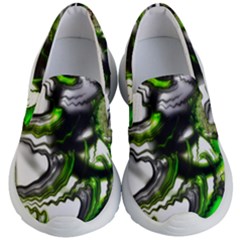 Fractal Green Trumpet Trump Kids  Lightweight Slip Ons by Pakrebo