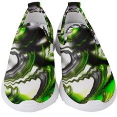 Fractal Green Trumpet Trump Kids  Slip On Sneakers by Pakrebo