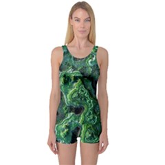 Green Pattern Background Abstract One Piece Boyleg Swimsuit